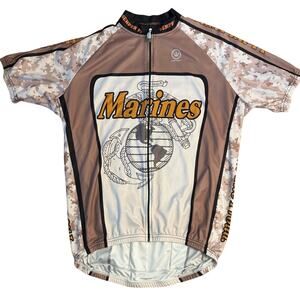 US Marines Cycling Jersey Canari Eagle Anchor Globe Full Zip Camo Men's Large